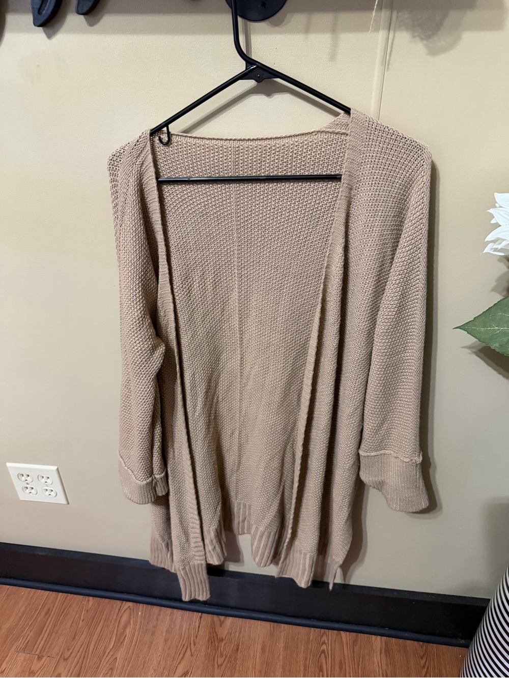 Beige Open-Front Women's Cardigan Sweater